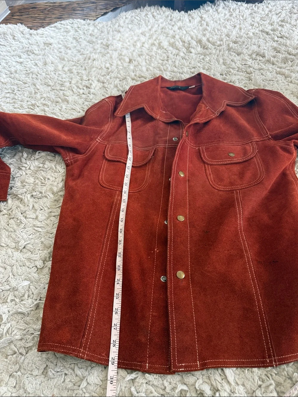 Vintage Rust Suede Button-Front Jacket